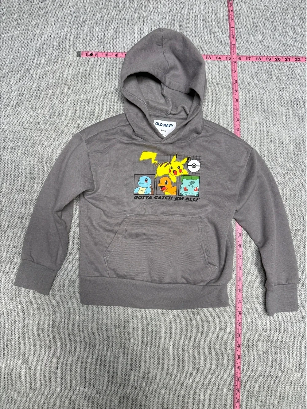 Old Navy Pokemon Hoodie Kids Size S 6-7 Gray Pikachu
